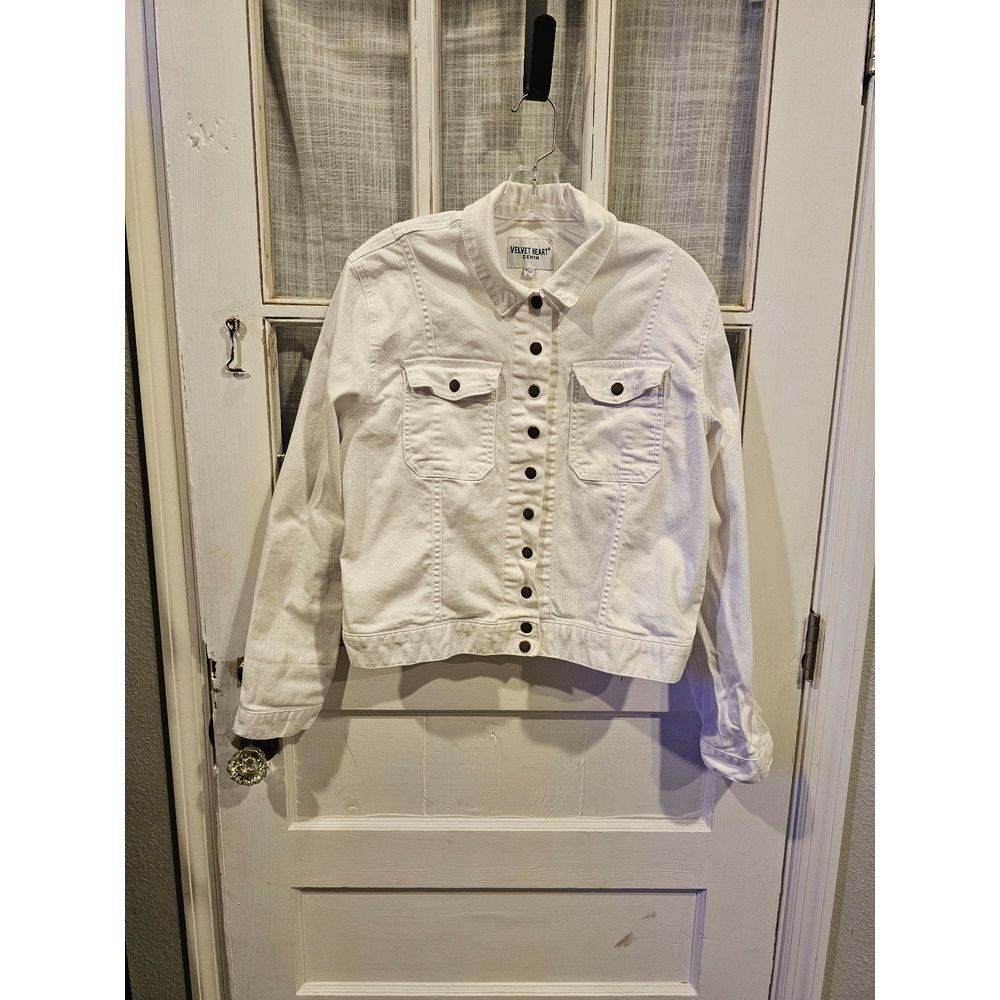 Velvet Heart White Denim Button Front‎ Jacket Women's Size Large